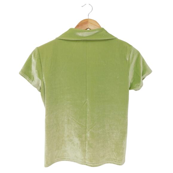 Vintage‎ Jalate Women's Green Button Up Terry Cloth Cropped Top Size S Retro - Picture 2 of 4